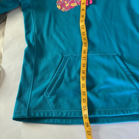 Nike Therma fit hoodie sweatshirt grey aqua pink swoosh thumb holes pouch pkt M - Picture 15 of 15
